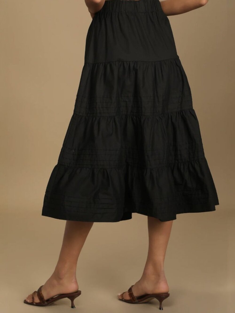NWT Lulus Perfect Intentions Black Tiered Midi Skirt (size S) - Picture 3 of 8